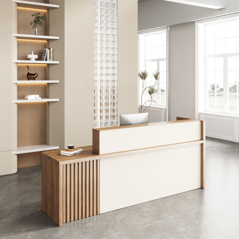 Bureau de réception rectangulaire moderne avec rangement sécurisé