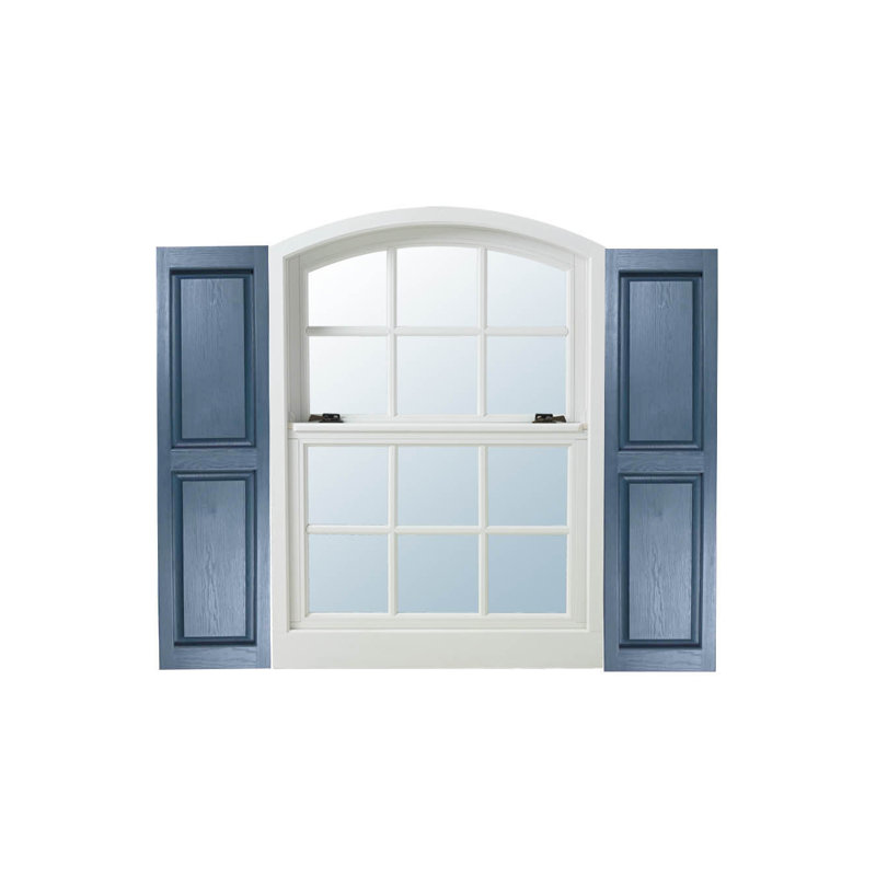 Paire de volets avec panneaux en vinyle surélevés standard, Indigo, 43 po x l 15 po x P 1 po