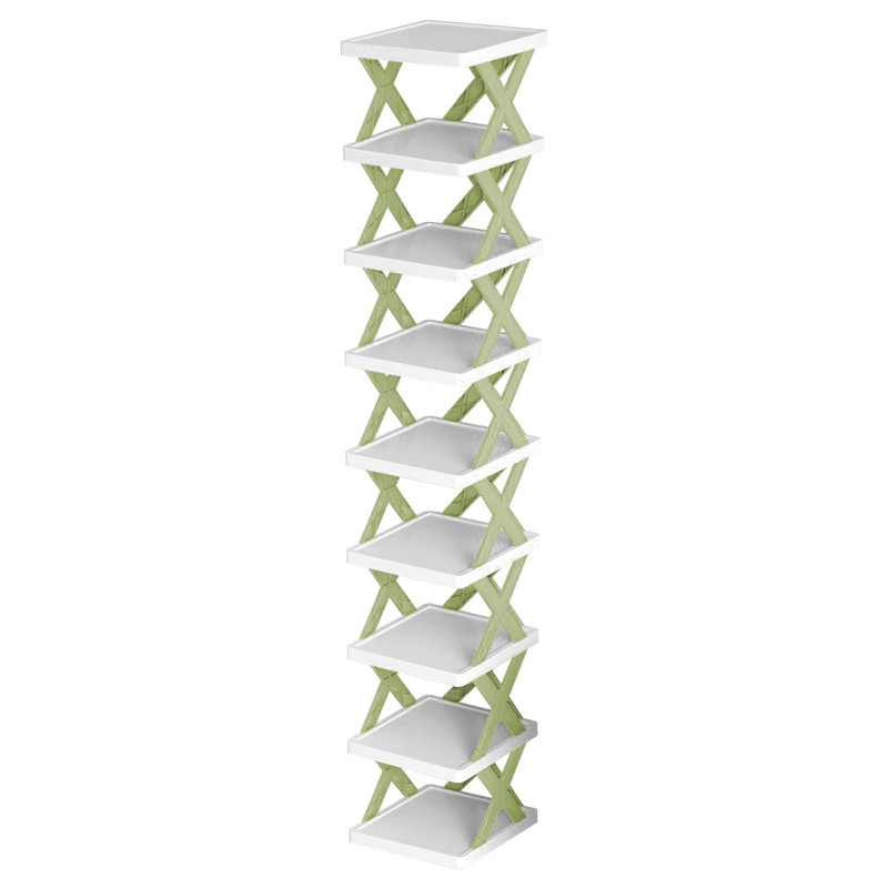 Range-chaussures 9 paires, Vert/blanc