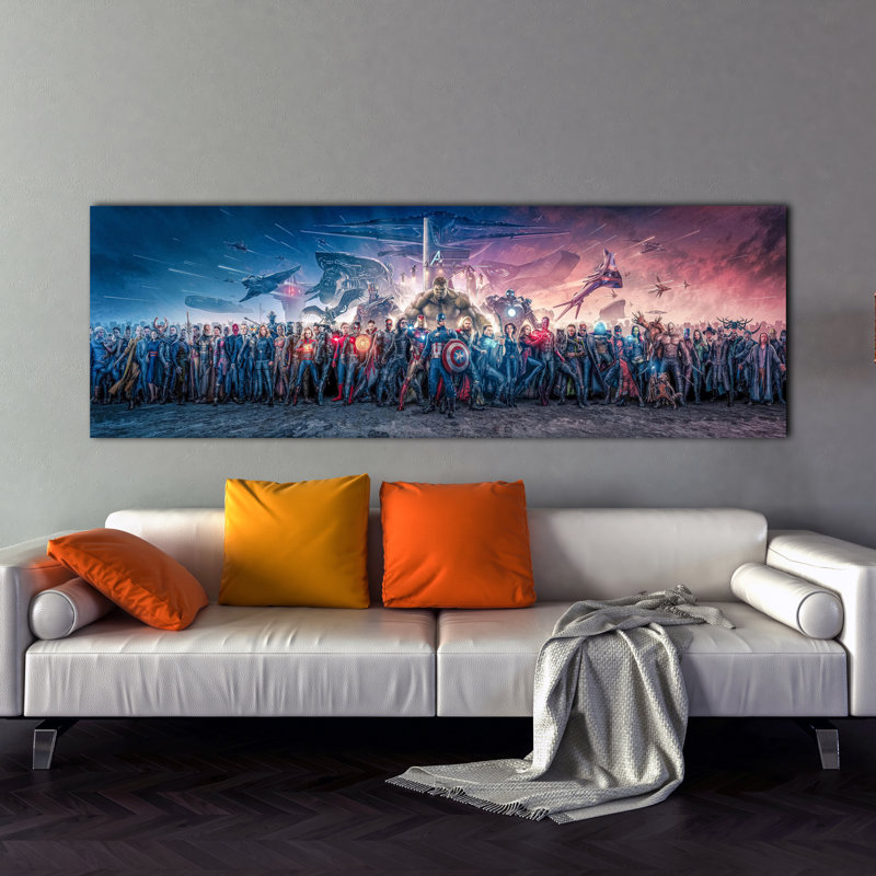 Impression sur toile, personnages Marvel, H 10 po x l 30 po, Impression sans cadre - papier