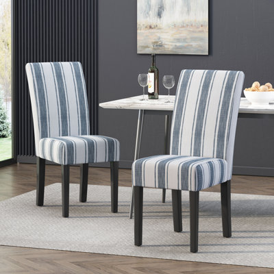 Chaises de salle à manger contemporaines - revêtement à motifs, pieds en bois d'hévéa et lignes épurées (ensemble de 2)