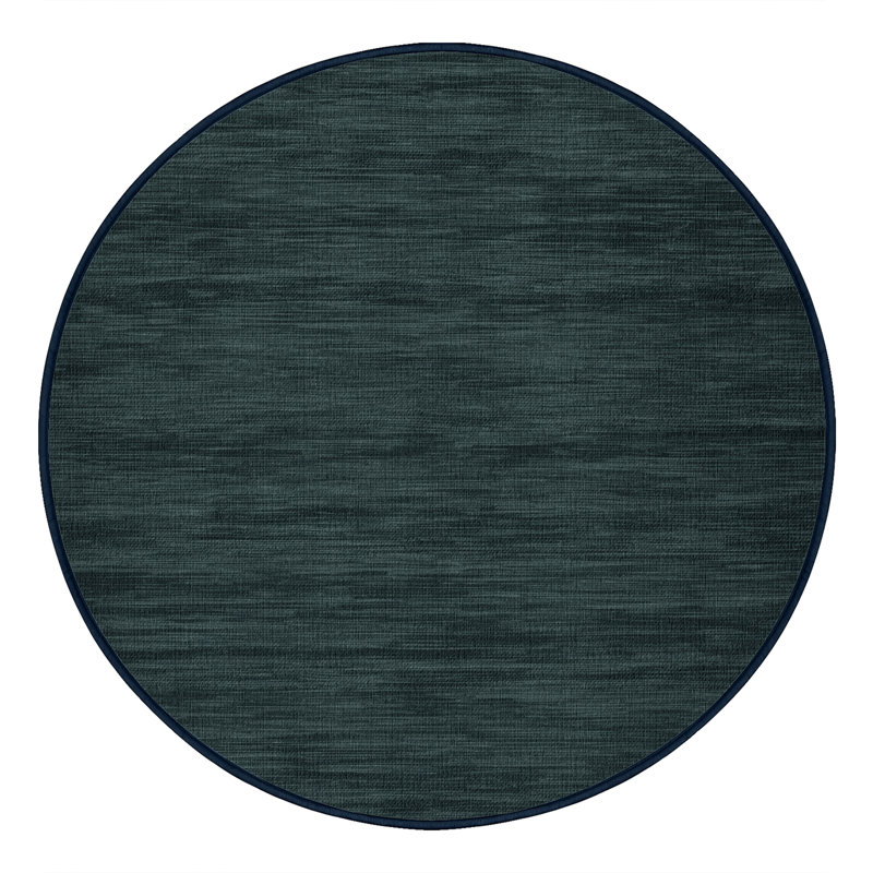 Machine Washable Solid Blue Area Rug, Round 5'