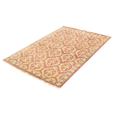 Paunica One-of-a-Kind 6'0" X 8'10" New Age Wool Area Rug in Dark Red