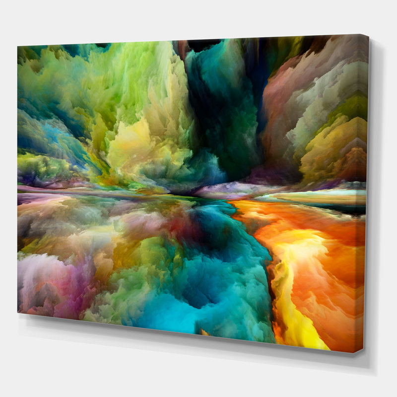 Antonio Colourful Motion Gradients of Surreal Mountains and Clouds - Painting on Canvas, 12" H x 20" W x 1" D, Wrapped Canvas