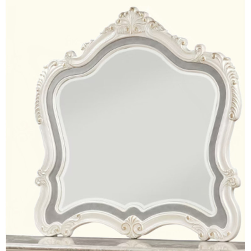 Miroir blanc perle