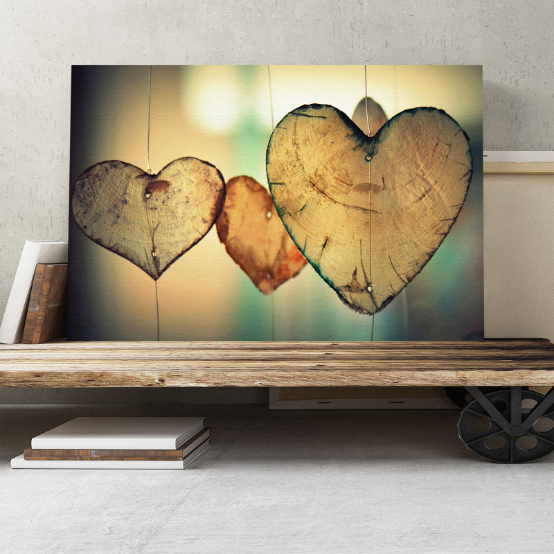 Wooden Hearts - Wrapped Canvas, 50cm H x 76cm W