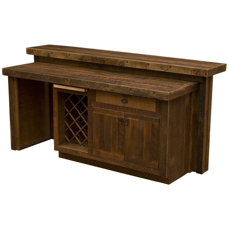 Fireside Lodge Barnwood 7-foot Bar with Sink Cabinet - Artisan Top - Refrigerator Opening on Left