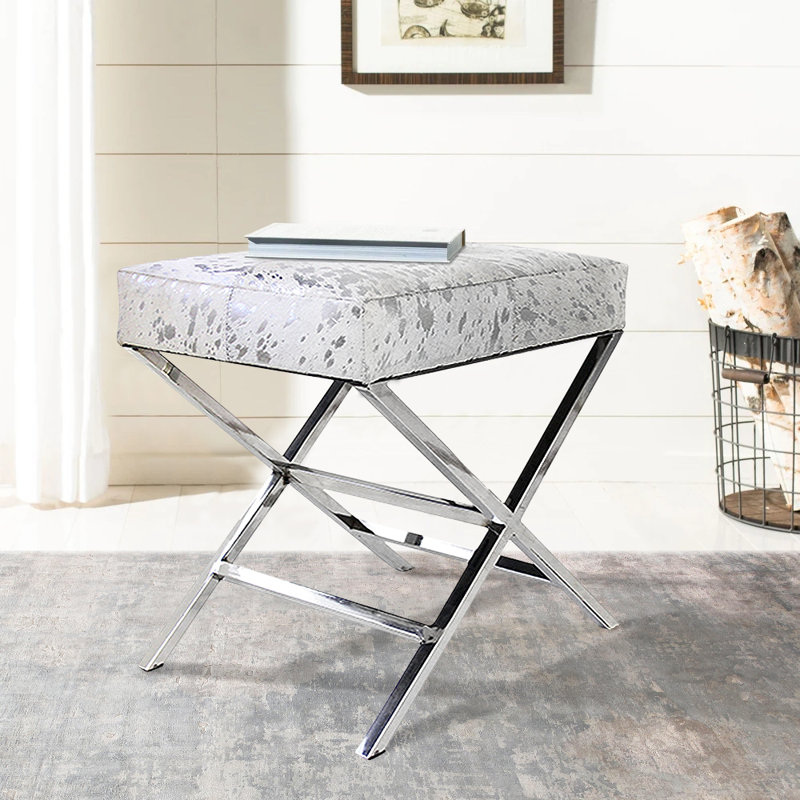 Safari Cowhide & Stainless Steel Stool