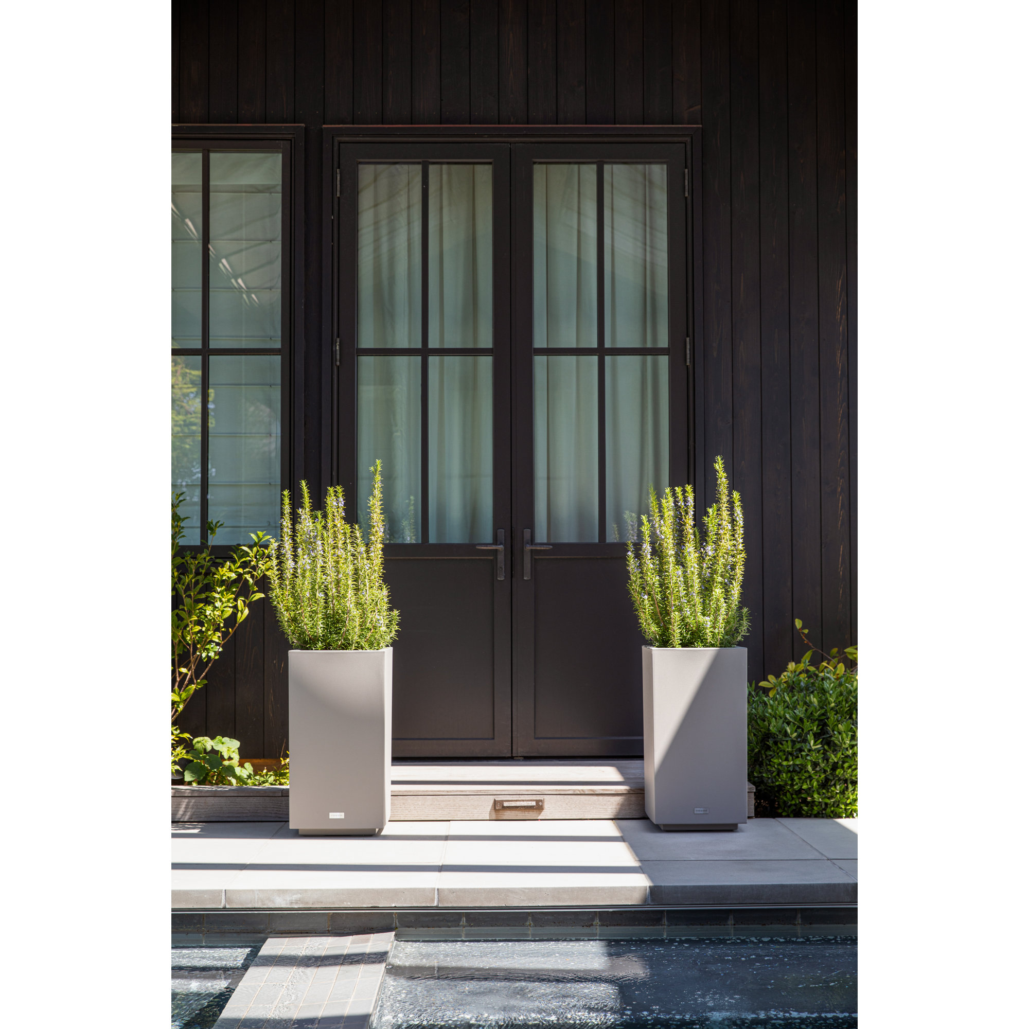 Block Series Pedestal Planter, Gray, 26” H x 13.5” W x 13.5” D