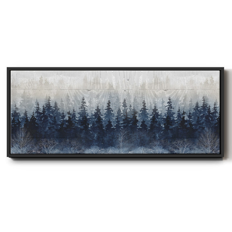 Misty Indigo Forest- Framed Canvas, H 24 po x l 60 po x P 1,5 po, Noir