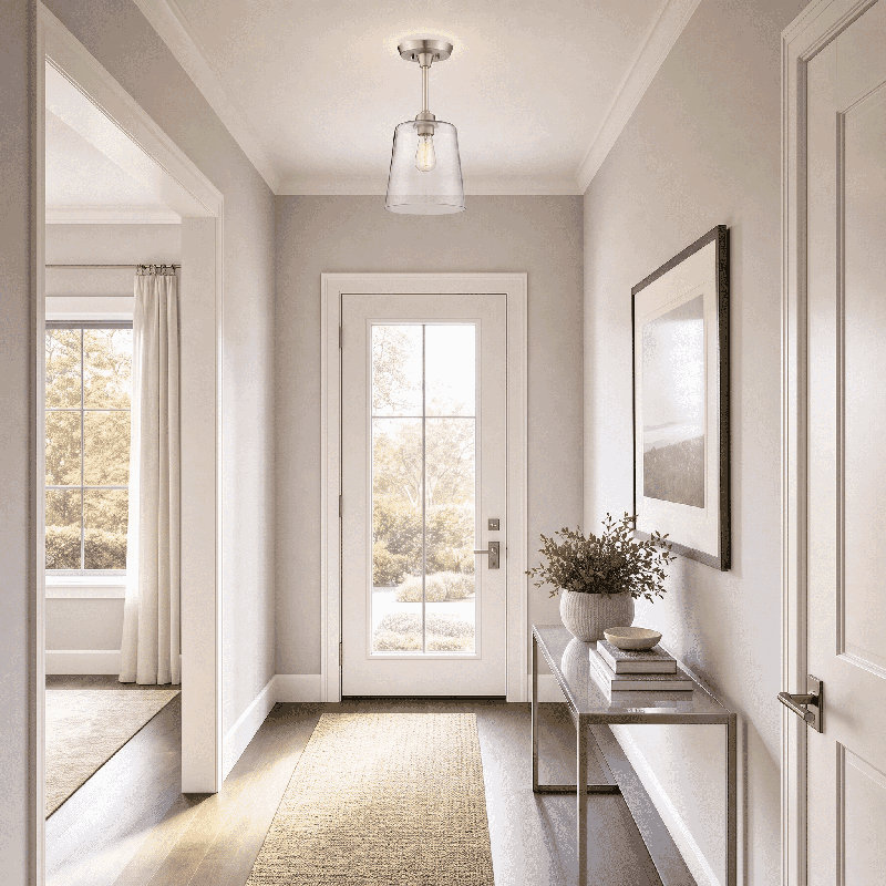 Barba 1-Light Dimmable Semi-Flush Mount, Brushed Nickel