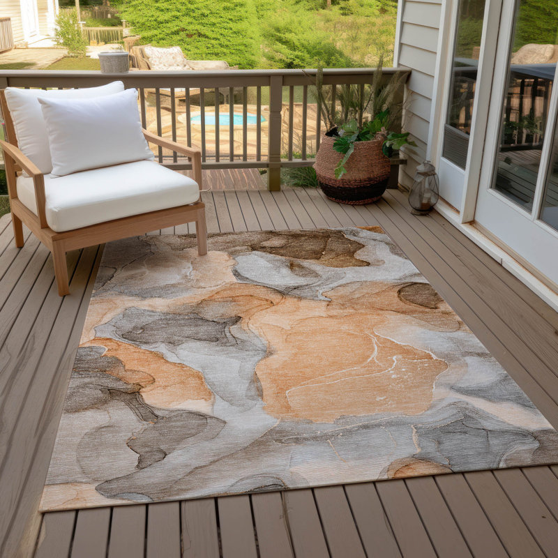 Alfonzo Washable Abstract Indoor / Outdoor Rug, Rectangle 9' x 12'