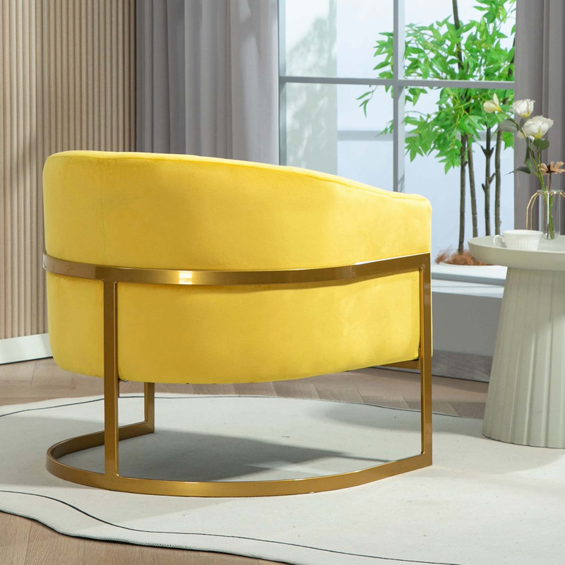 Fauteuil d'appoint ergonomique en velours pour la maison et les espaces commerciaux, Jaune