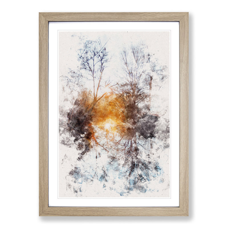 Trees - Picture Frame Graphic Art, 87cm H x 62cm W x 2cm D, Oak Framed