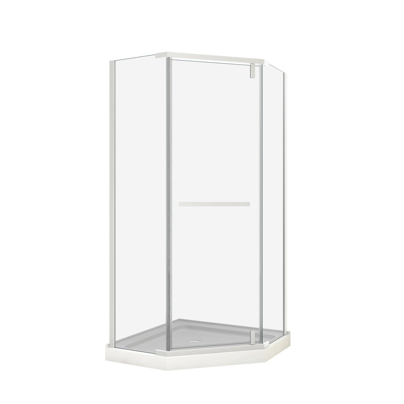 Porte de douche pivotante coulissante, avec verre trempé 1/4 po, cabine de douche néo-angle sans cadre 34,75 po x 72 po