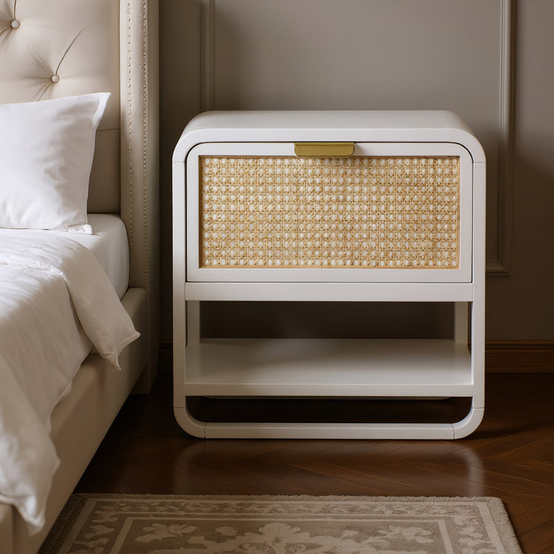 Chartres 24'' W Cane Nightstand, White