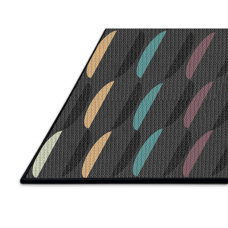 Tapis de zone noire à motifs, Rectangle 5 pi x 7 pi