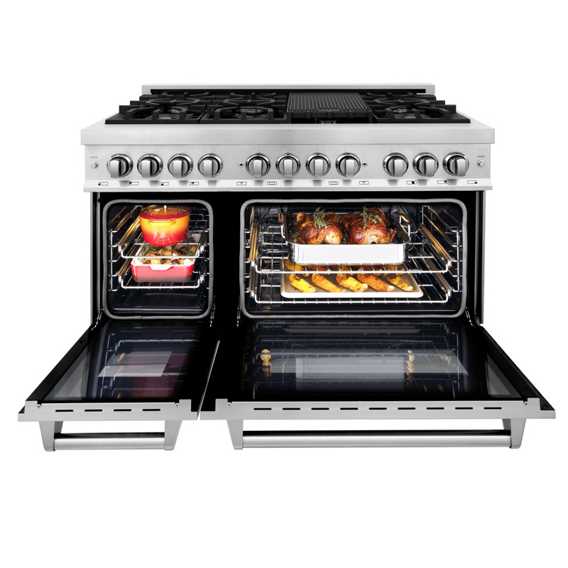 ZLINE 48" Legacy Dual Fuel Range w/ 7 Burner Gas Cooktop and 2 Electric Ovens, Satin Stainless Steel