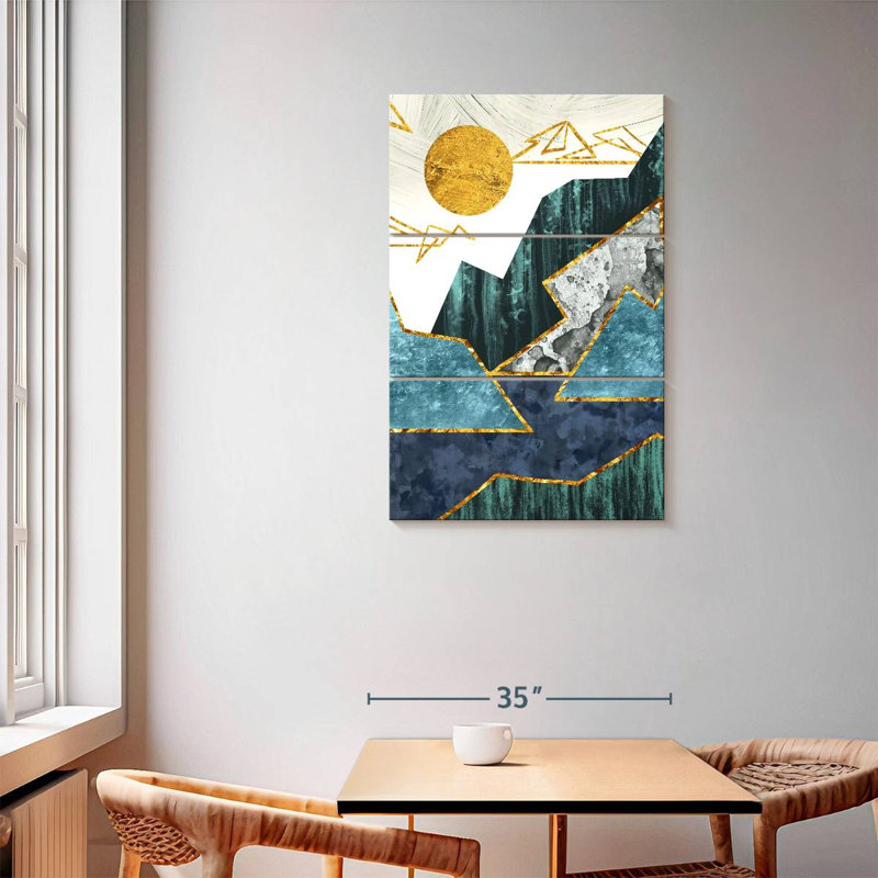 Soleil Avery sur un paysage abstrait, H 57 po x l 36 po
