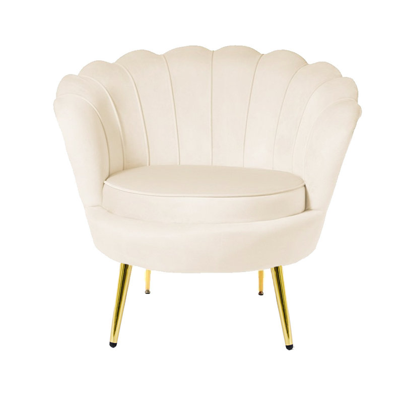 Yumin Upholstered Barrel Chair, Cream Velvet