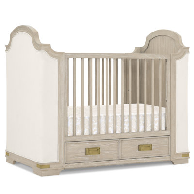 Paris 4-In-1 Convertible Crib With Underdrawer, Whitewash Ash With Lace