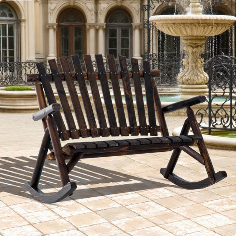 Chaise berçante d'extérieur en bois Adirondack, chaise berçante Adirondack rustique pour deux personnes
