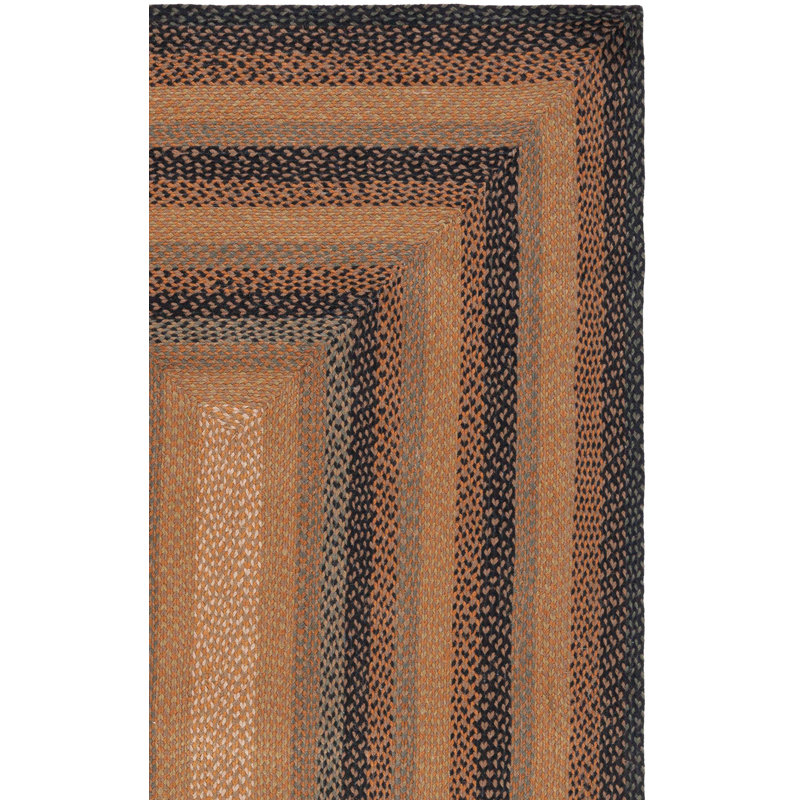 Braided Flat Weave Jute Striped Rug, Square 6'