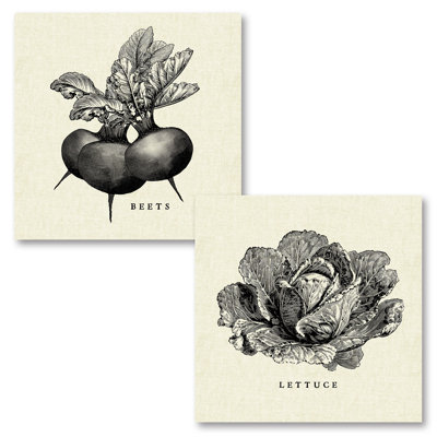Lin, légume BW Sket Beets & Lettuce par Studio Mousseau - ensemble de 2 impressions