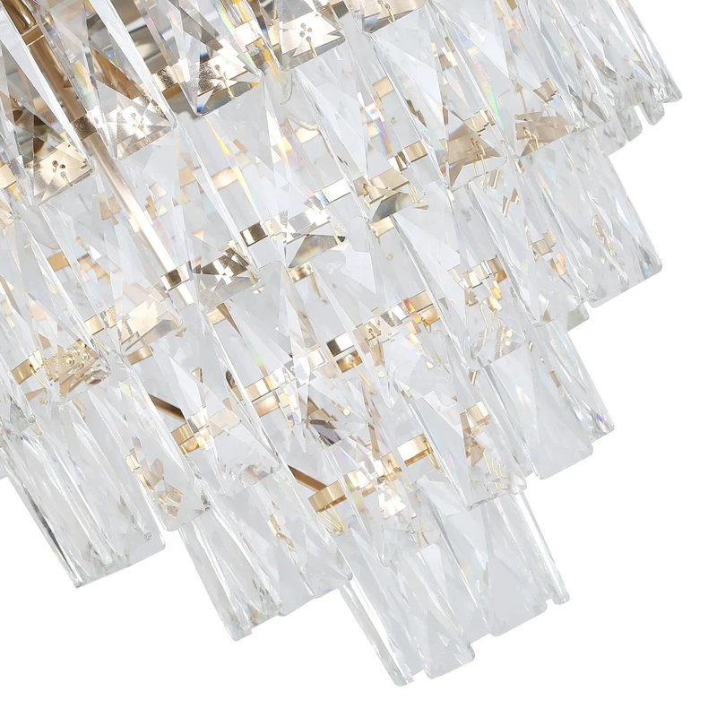 Lustre luxueux à 9 lumières à intensité variable en cristal