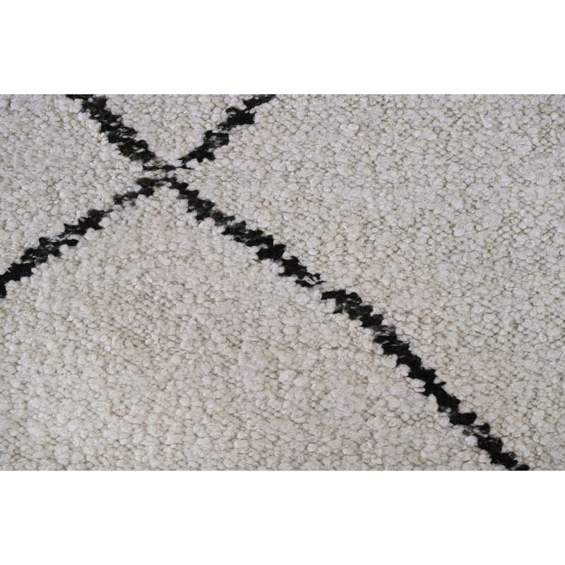Wool Geometric Area Rug in Ivory/Charcoal, Rectangle 10' x 14'