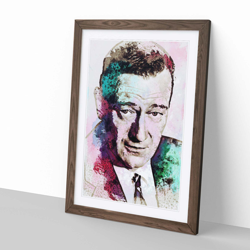 John Wayne in Abstract - Framed Print, 91cm H x 60cm W x 2cm D, Walnut