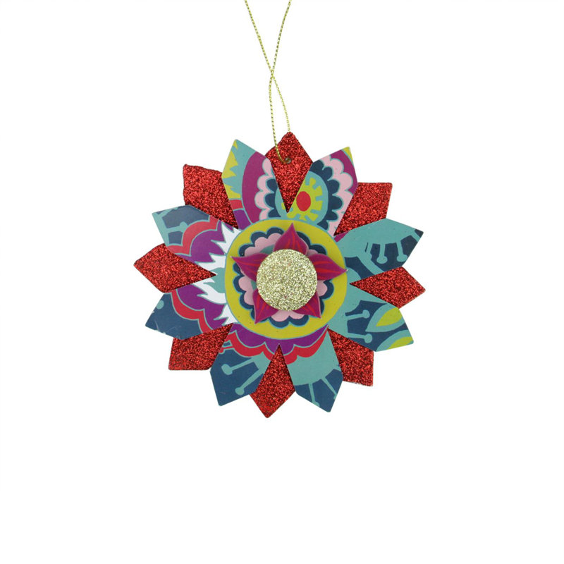 Ornement de Noël flocon de neige à motif floral bohémien