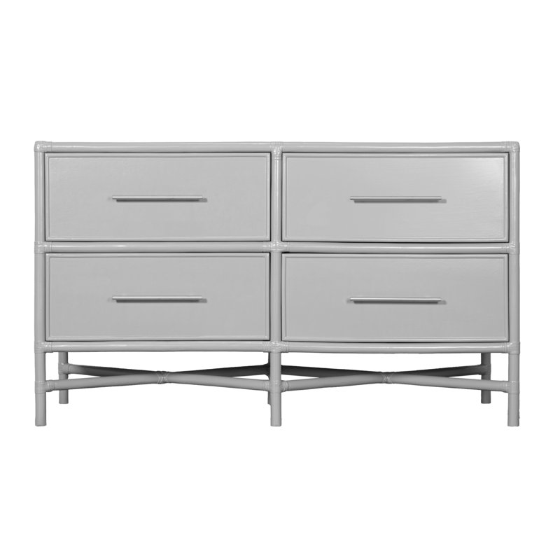 Venice 4 Drawers 54" W Double Dresser, Light Gray