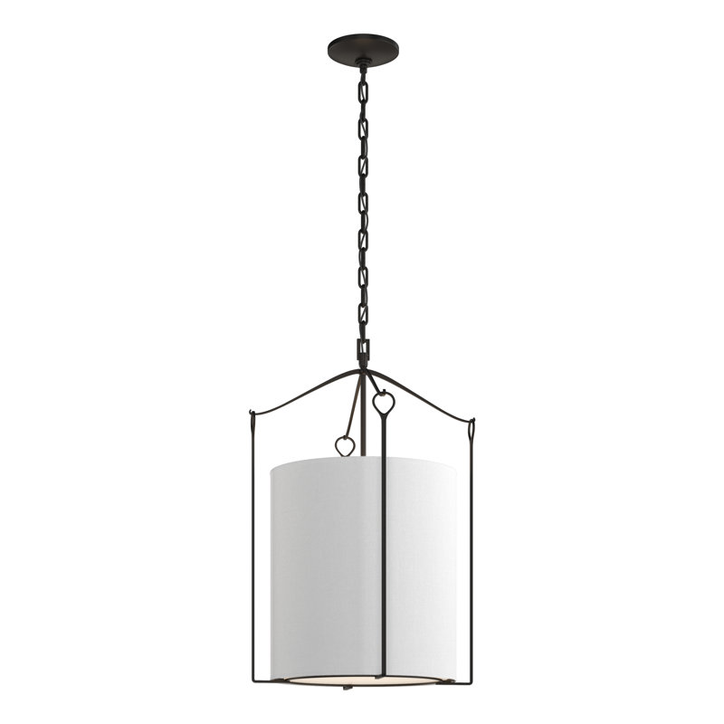 Bow 3 - Light Lantern Cylinder Pendant, Black, Flax