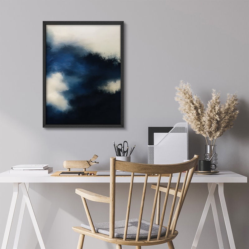 Reproduction d'art encadrée abstraite pour décoration intérieure moderne, H 14 po x l 11 po, Noir