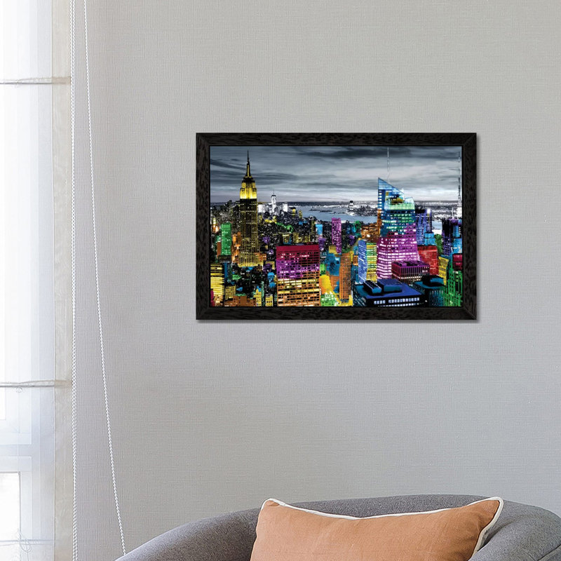 Nyc In Living Color I by Carly Ames - Print on Canvas, Black Floater Framed, 101.6 cm H x 66.04 cm W