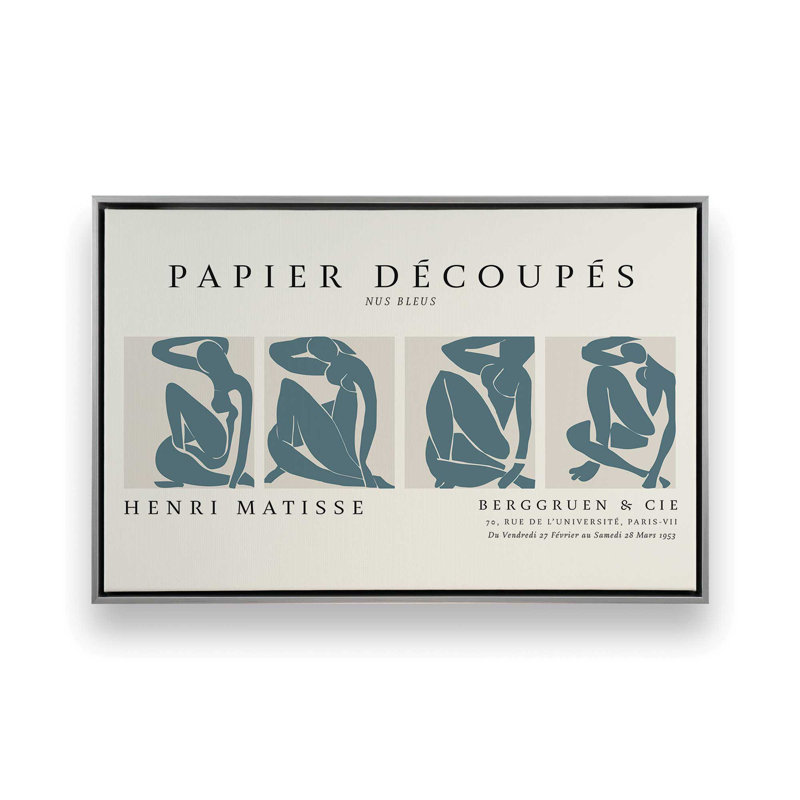 Nus Bleus Matisse, affiche d'art v1, H 20,75 po x l 30,75 po, Polished Chrome