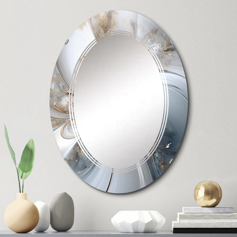 Drumlin - Miroir mural moderne ovale, 30 po x 20 po