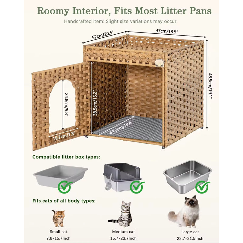 woven rattan cat litterbox enclosure