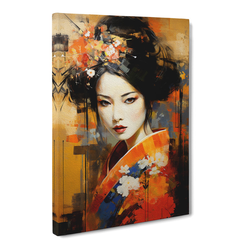 Geisha Expressionism - Wrapped Canvas Print, 60cm H x 40cm W x 3cm D