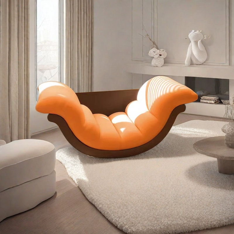 Chaise berçante multifonctionnelle, Brun, Orange