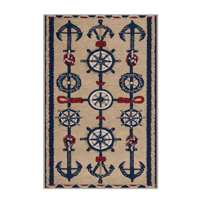 Washable Classic Nautical Nautical Area Rug