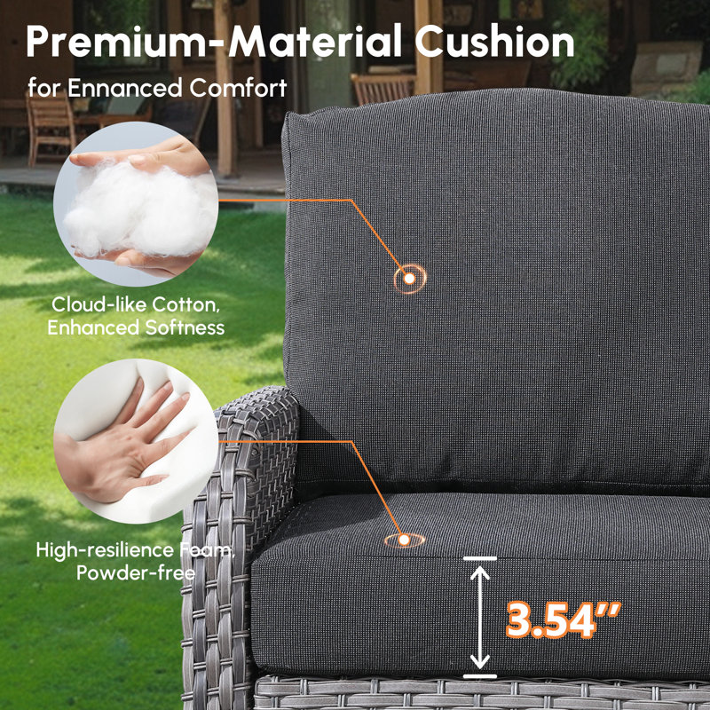 Chaise de patio avec coussins Gretna, Noir, gris
