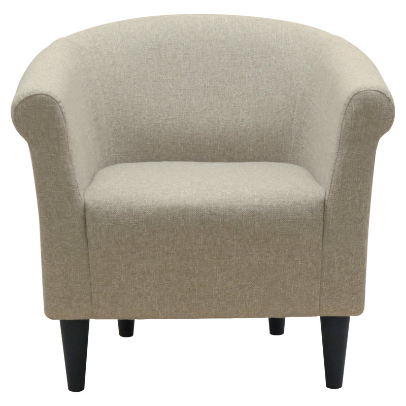 Liam 31.5" W Barrel Chair, Notion Light Brown/Beige Microfiber/Microsuede