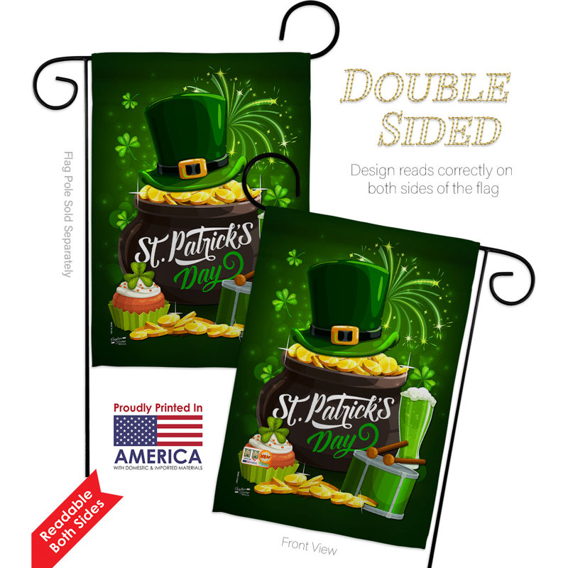 Ensemble de drapeaux en polyester 18 x 13 po St. Patty Day