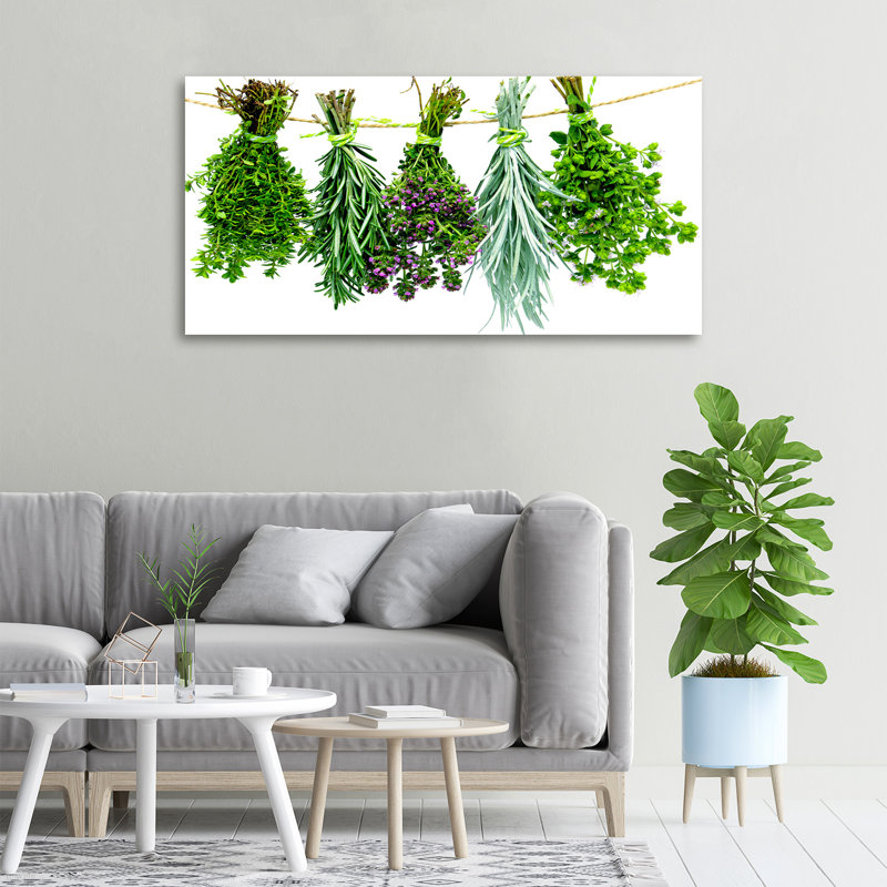 Herbs On A String - No Frame Print on Glass, Glass, 70cm H x 100cm W x 4cm D