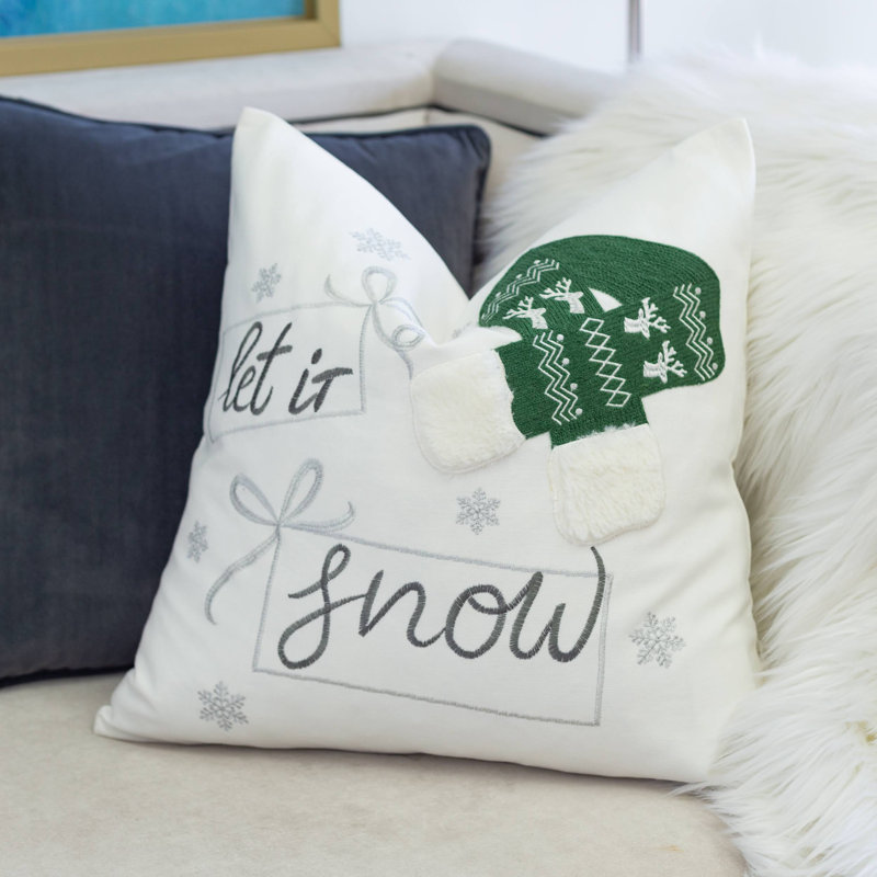Hannah 20x20" Embroidered Holiday Cotton Throw Pillow