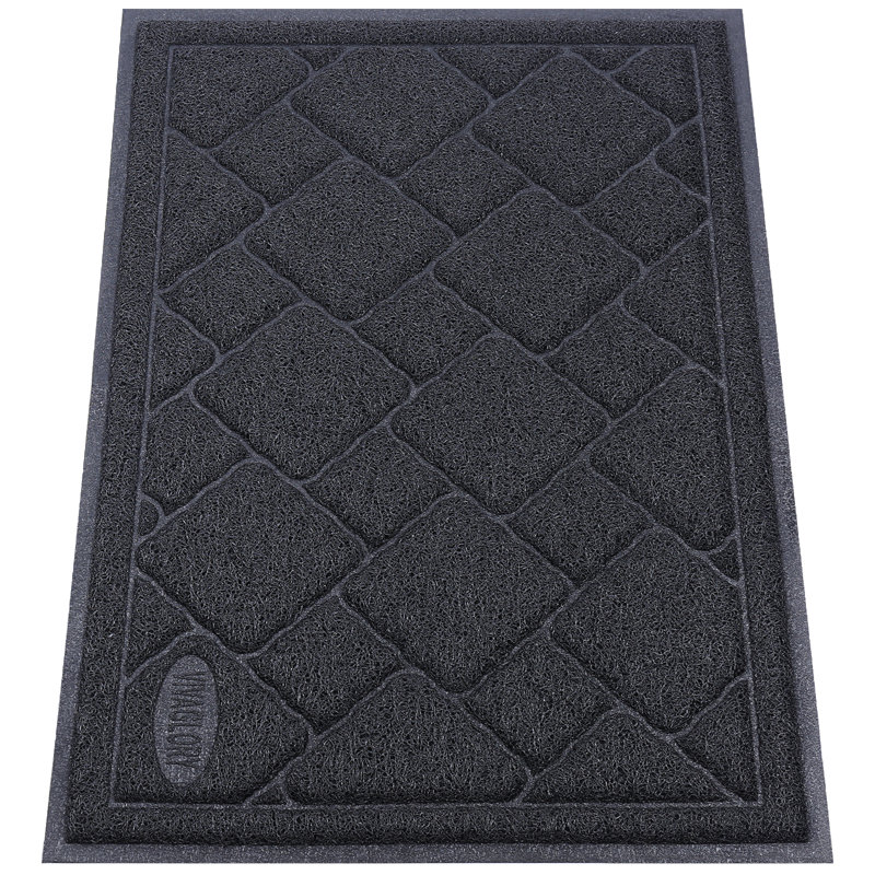 Tapis de litière pour chat, tapis de litière, tapis de litière pour l'intérieur et le sol, facile à nettoyer, lavable, imperméable et sans dégâts pour chat, 35 po x 23 po, noir