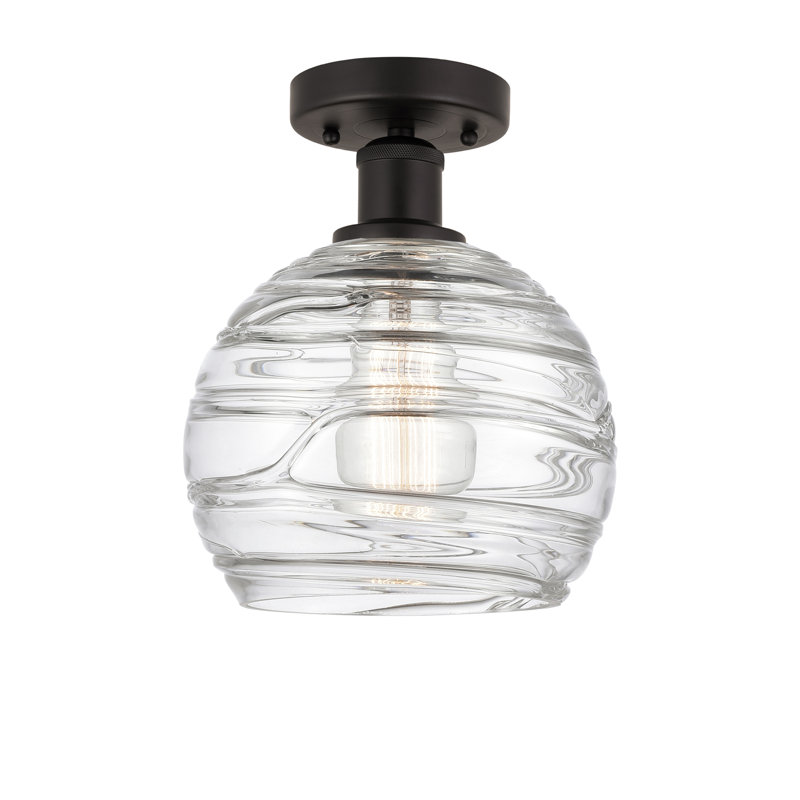 Glass Semi Flush Mount, 10" H x 8" W x 8" D, Oil Rubbed Bronze