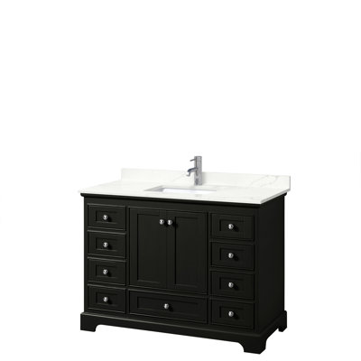 Ensemble de meuble-lavabo simple autoportant 48 po avec plateau en quartz Deborah